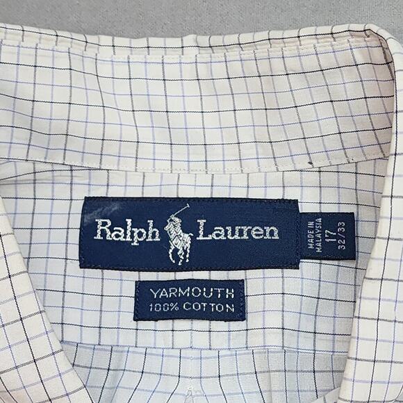 Ralph Lauren Yarmouth Black and Blue Grid Check Men's Size 17 32/33 - Picture 5 of 6